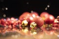 Sparkling Christmas background with red Christmas balls Royalty Free Stock Photo