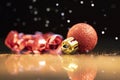 Sparkling Christmas background with red Christmas balls Royalty Free Stock Photo