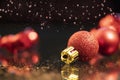 Sparkling Christmas background with red Christmas balls Royalty Free Stock Photo