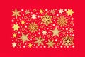Sparkling Christmas Gold Star and Snowflake Background Royalty Free Stock Photo