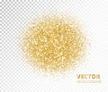 Sparkling circle, golden glitter explosion. Vector dust on transparent background. Royalty Free Stock Photo