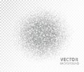 Sparkling circle, silver glitter explosion. Vector dust, diamonds, snow on transparent background.