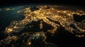 Sparkling Coastlines of Europe and Africa: Earth's Luminosity at Night