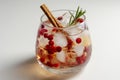 Sparkling cranberry mocktail for Christmas on white background Royalty Free Stock Photo