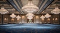 Sparkling crystal chandeliers in a grand ballroom Royalty Free Stock Photo