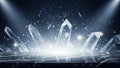 Sparkling Crystal Formation on a Dark Marble Surface with Cosmic Background and Light Rays Keywords: crystal Royalty Free Stock Photo