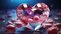 Sparkling Crystal Heart Gemstone Background