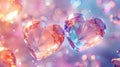 Sparkling Crystal Hearts Floating in a Dreamy Gemstone Sky Background