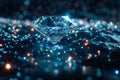 sparkling diamond amidst a network of connected blue nodes, symbolizing precious data