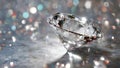 Sparkling Diamond Gemstone on Shimmering Silver Background Illustration ai generated Royalty Free Stock Photo