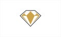 Sparkling diamond in gold colour shades in flat minimal vector style design