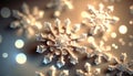 Sparkling diamond ice snowflake. Crystal, golf, silver snow ornament. Decorative, detailed holiday star. Royalty Free Stock Photo