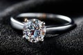 Sparkling Diamond Solitaire Ring on Black Velvet Royalty Free Stock Photo