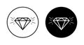 Sparkling diamond stone, gem icon vector in black circle. Premium sign symbol Royalty Free Stock Photo