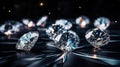 sparkling diamonds, black background Generate AI Royalty Free Stock Photo