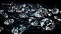 sparkling diamonds, black background Generate AI Royalty Free Stock Photo