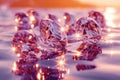 Sparkling diamonds on radiant sunset background Royalty Free Stock Photo