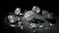 Sparkling Diamonds on Black Background Royalty Free Stock Photo