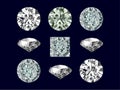 Sparkling diamonds set of nine Royalty Free Stock Photo