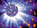 Sparkling disco ball on blue light burst Royalty Free Stock Photo