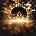 Sparkling disco ball , luxurious dark background, sparkling flying sparkles, bokeh. Template creative holiday design Royalty Free Stock Photo