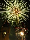 Sparkling fireworks in the sky over the Palace