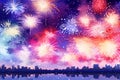 Sparkling Fireworks Valentine Day background