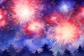 Sparkling Fireworks Valentine Day background