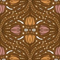 Sparkling Flower Ogees - brown soft pink orange