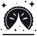 Sparkling fortune cookie vector icon for good luck future prediction and fate Royalty Free Stock Photo