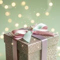 Sparkling Gift Box with Bow Royalty Free Stock Photo