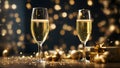 A sparkling glass of champagne, bubbling with excitement, raised in a toast to celebrate the start of a new year. Royalty Free Stock Photo