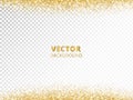 Sparkling glitter border, frame. Falling golden dust isolated on transparent background. Vector decoration.