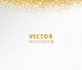 Sparkling glitter border, frame. Falling golden dust isolated on transparent background. Vector decoration. Royalty Free Stock Photo