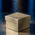 Sparkling Gold Gift Box with Glitter Royalty Free Stock Photo