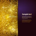 Sparkling gold mosaic and puple panel background