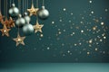 Sparkling Golden Christmas Star. Ornament Decoration with copy space. Generative AI Royalty Free Stock Photo