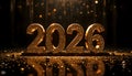 Sparkling Golden 2026 Diamond Textured Numbers On Luxury Festive Background Royalty Free Stock Photo