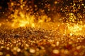 Sparkling Golden Glitter Background with Bokeh Lights for Festive Holiday or Luxury Celebration Concept Royalty Free Stock Photo