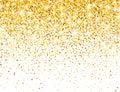 Sparkling Golden Glitter on White Vector Background. Falling Shiny Confetti with Gold Shards. Shining Light Effect for