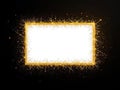 Sparkling Golden Rectangular Frame with Glitter Particles A Luxurious 3D Design Element for Holiday Celebrations Royalty Free Stock Photo