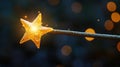 golden star wand with sparkling lights effect Royalty Free Stock Photo
