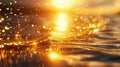 Golden Hour Reflections: Sunlight Dancing on Water Surface with Bokeh Effects Royalty Free Stock Photo
