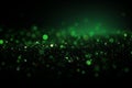 Sparkling green bokeh lights create a magical atmosphere in a dark setting. Generative AI Royalty Free Stock Photo