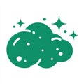 Sparkling Green Cloud Icon With Stars And Dots Simple Vector Design Royalty Free Stock Photo