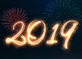 Sparkling Happy New Year 2019 Fireworks Royalty Free Stock Photo