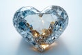 A sparkling heart-shaped diamond resting on a smooth surface, radiating elegance and beauty Royalty Free Stock Photo