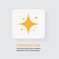 sparkling icon. Yellow sparkles stars isolated on white background. Decoration twinkle, shiny, light effect. Vector illustration Royalty Free Stock Photo