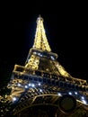 Sparkling illuminations on the Eiffel Tower at night