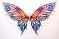 Sparkling iridescent colorful butterfly on white background generative AI Royalty Free Stock Photo